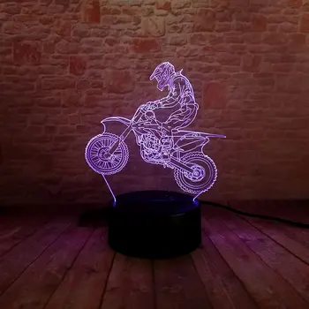 Motorno kolo Model 3D Iluzije Led Lučka Pisane Dotik Nočna Flash Razsvetljave, Glow in the Dark Light-up Igrače