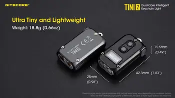 Nitecore TINI2 Svetilka 500 Lumnov OLED Pametnimi Dual-Core Lučka Tipke APC Spanja Tehnologije Dolgo Pripravljenosti Uporabo USB Tip-C Polnjenje