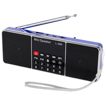 Mini Prenosni in Polnilna Stereo L-288 FM Radio, Zvočniki LCD Zaslon Podpira TF Kartice USB Disk Predvajalnik Glasbe MP3 Zvočnik(Modra