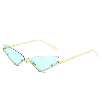 Blagovne znamke Modno Oblikovanje Mačka Oči, sončna Očala Kovinski Rimless Ženske sončna Očala Lady UV400 Sunglass Odtenki Očala Oculos de sol