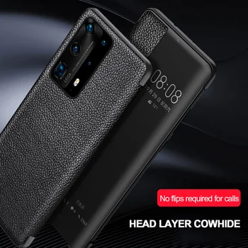 Za Huawei P40 Pro Smart Touch Prikaz Pravega Usnja Flip Usnjena torbica za Huawei P40 P30 P20 Mate 10 20 X Pro Zbudi Polno Primeru