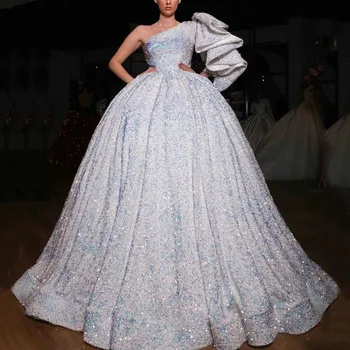 Luksuzni Vestido De Noiva Belo Ramo Poroka Oblek Sparkly Sequined Čipke Poročne Obleke, Dolge Rokave Meri 2020