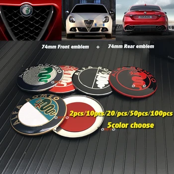 20pcs 10pcs 2pcs 50pcs 100 kozarcev Za Alfa Romeo Avto Emblem logotip za 7,4 cm 74mm Spredaj Boot Značko Kapuco Zadaj Prtljažnik Oznaka Kape Avto styling