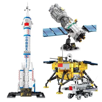 Ustvarjalne Vesoljskega Plovila,Shuttle Ekspedicijo,Vesolja,Lunar Lander Astronavt model gradniki izobraževalne igrače