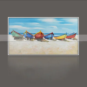 Ročno Poslikane Teksturirane Paleta Nož Obmorskih čoln Oljno sliko Povzetek Sodobne Platno Wall Art Dnevna Soba Dekor Sliko