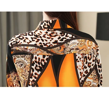 2021 Slog Oblačila Korejski Tiskanje Leopard Šifon Bluze Za Ženske Letnik Majice Z Dolgimi Rokavi Gumb Dame Vrhovi 8092 50