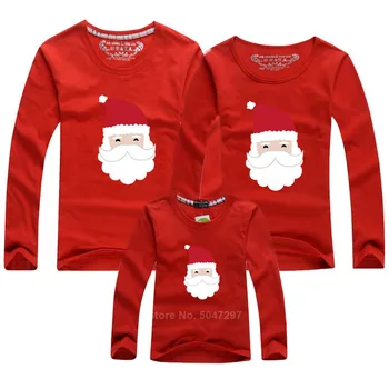 Družinski Božič Ujemanje Oblačila Poln Rokav Mati Hči T-majice Elf Santa Claus Jelenov Elk Tiskanja Tees Rdeče Pižamo Vrh