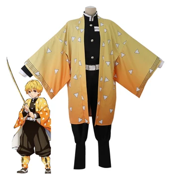 Anime Noša Demon Slayer Cosplay Tanjirou Kamado Cosplay Kostum Kimetsu ne Yaiba Moških Kimono Kostum za noč Čarovnic