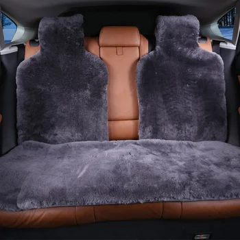 ROWNFUR Naravnega krzna Avstralske ovčje kože avtomobilskih sedežnih prevlek univerzalne velikosti za črno sedeža kritje pribor avtomobile 2016