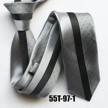 Lingyao oblikovalec blagovno znamko kravato Plošča kravatni za ženina srebrno poroko s črnimi progami & pike v darilni embalaži