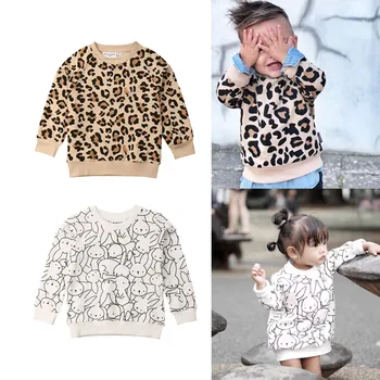 Baby Jopica Otrok Leopard Zajček Tiskanja Dekle, Fant Obleko Luštna Malčka Dekle Oblačila, ki Oullovers 1-7T Vrhnja oblačila
