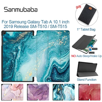 Sanmubaba 2019 Marmorja Ohišje Za Samsung Galaxy Tab 10.1 palčni SM-T510 T515 Slim PU Usnje Krat Flip Stojalo Pokrov Tablični Primeru