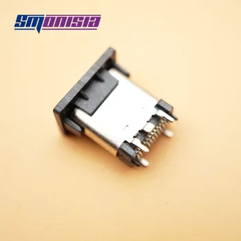 Smonisia 10pcs USB 3.1 Ženski Vtičnico Temno Sive Navpično SMT Dve Fiksni Noge 180degree Tip-C Z Lupino Brezmejna Dvosmerna