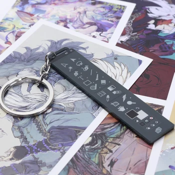 Anime Edinstveno Delo Keychain Ključnih Verige Smešno Photoshop CC Oglaševanje Oblikovalec Programske opreme Ps Temo Akril Key Ring Dekor Darilo Igrača