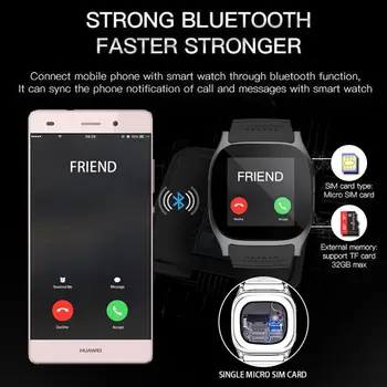 Pametne Ure T8 Bluetooth Smart ura S Kamero, Podpira TF KARTICE Sim Pedometer Moški Ženske Klic Šport Smartwatch Za Android