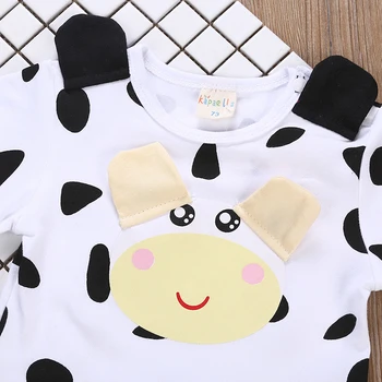 Panda krava obliko Poletje Dojenček Fant Dekle, igralne obleke Ovratnik za Malčke Novorojenčka Bombaž Oblačila Jumpsuit Za 0-2Y Kratek rokav Toddlers