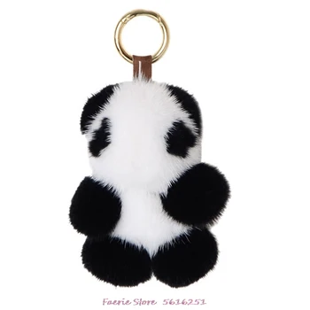 Mini Mink Mala Panda Keychain Krzno Obesek Obesek Za Ključe, Nakit Torba Za Pribor Obeskom Za Ključe Obesek Luštna Ženska