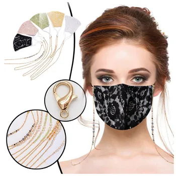 Odrasle Maske Stroj Čipke Cvet Mascarillas Mujer Nastavljiv Dihanje Tkanine Usta Masko Za Enkratno Uporabo+Masko Vrvica Za Opaljivanje Tega Verige