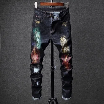 Klasičen Hlače Traper Hlače Moški 2019 Nove Mlade Moda za Moške Jeans Priložnostne Stretch Slim Kavbojke