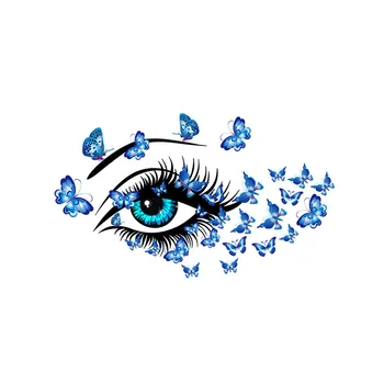 Modra lepoto oči in metulji Stenske Nalepke, Dnevna soba, spalnica okraski ozadje Zidana Izmenljive PVC nalepke umetnosti decals
