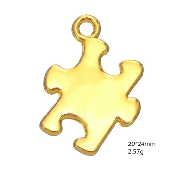 Klasična Antique Silver Gold Avtizem Puzzle Obesek čarobne gumbe Za Ročno izdelan Nakit, Ogrlica, Zapestnice, zaradi Česar DIY Pribor 50PCS