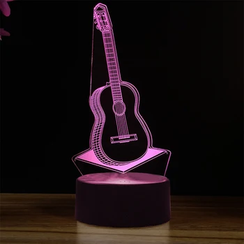 Kitara 3D Led Lučka Akrilno Ploščo Touch Senzor Znanja Doma Spalnica Dekoracijo 7 Barv USB Vzdušje Noč Svetlobe Otrok Xmas Darila