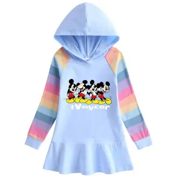 Disney Otroška Dekliška Oblačila za Otroke Mickey Hooded Obleko Jesen Pomlad Minnie Mouse Risanka Jopica Punca Obleke