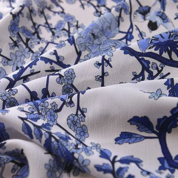 Kitajski Slog Modra Sipe Ptica Imitacije Perilo Šifon Kitajski Obleko Srajco Zavese Preja, Tkanine