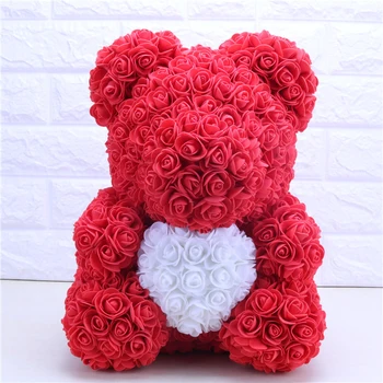 2021 Dropshipping 25 cm medvedek Rose Umetno Cvetje PE Rose Medved za Ženske Valentines Poroko Božično Darilo Polje Home D
