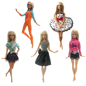 NK 2020 5 Kos/Set Mix Lutka Žlahtno Obleko Lepo Ročno Stranka Oblačila Top Moda Obleko Za Barbie Lutka Dekleta Darilo 034A