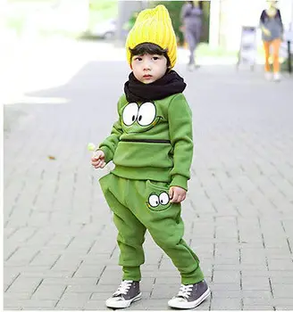 Dojenček Fant Unisex Obleke Obleko Nasmejan Obraz Natisnjen Bombažno Obleko, 2-Pc Harem Hlače