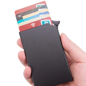 BISI GORO RFID Anti-theft Imetnik Kreditne Kartice Ultra-tanek ID Kartico Primeru Modna Unisex Samodejno Trdne Kovine, Aluminija Polje Primeru