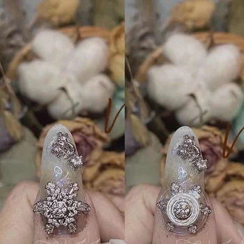 Zlato/Srebro Obračanje Snowflower Cirkon Okrasnih Za Nail Art Okraski 3D Spin Snežinke, Japonska Zlitine Manikura Dodatki