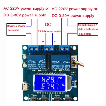 Visoka Natančnost Inteligentni DC 12V 2-Kanalni Industrijske Temperaturni Regulator Zaslon LCD Modul za Merjenje Vlažnosti Termostat