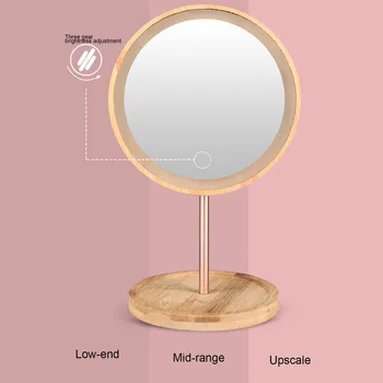LED Ličila Ogledalo Lučka za Polnjenje po vmesniku USB Ženske Makeup Lučka Lesene Namizja za ponovno Polnjenje 360 Rotacijski Nastavljiv Svetlo Ličila Ogledalo