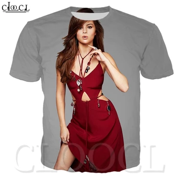 CLOOCL selena Gomez Ustvarjalne Harajuku T-shirt 3D Natisnjeni T-shirt korejski Poletje Priložnostne Nov Krog Vratu Unisex Majica