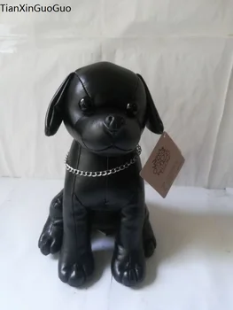 Velika 30X21 cm lep black čepe chihuahua plišastih igrač PU usnje pes mehke igrače Božično darilo w0314