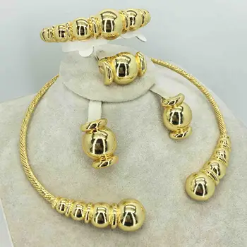 Dubaj zlata ogrlica, uhani zbiranje moda Nigerija poroko Afriški biser nakit zbirka italijanskih žensk nakit set