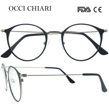 OCCI CHIARI Letnik Kovinski Očala Okvirji Moških Jasno Objektiv Optični Očala za Kratkovidnost Recept Očala Okrogle očala W-CAMAS