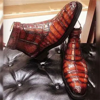 Zimski Modni Britanski Moški Vrh Kakovosti PU Usnje Zdrsne na Čevlji Dihanje Chelsea Škornji Moški Priložnostne Zapatos De Hombre HA756