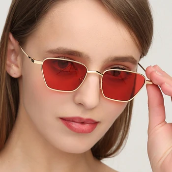 [EL Malus]Retro Majhen Kovinski Okvir za Očala za Ženske, Moške Trendy Design Seksi Dama Očala UV400 Očala Srčkan Odtenki