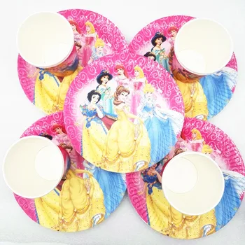 20P/set Ariel/Snow White/Belle/Pepelka/Jasmine/Aurora Princesa Ploščo Pokal Rojstni dan Dobave Dekoracijo