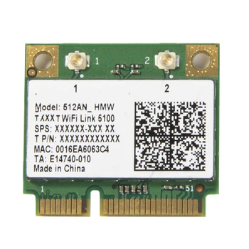 Brezžični Wi-Fi Sim Adapter Za Intel 5100 512AN_HMW s Half Mini PCI-E 802.11 a/g/n Dual Band 300Mbps Za Prenosnik