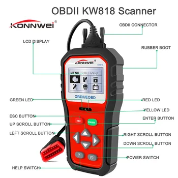 Muliti-jezik OBDII ODB2 EOBD Avto Diagnostiko Optičnega 12V Baterija Tester Preverite Motorja brez Motornih Kodo Bralnik Orodje