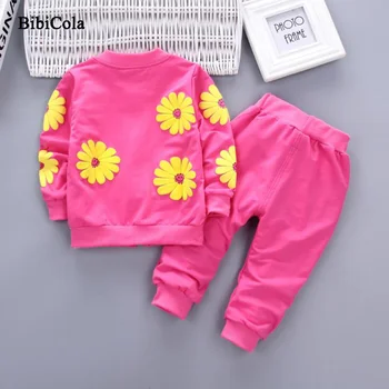 BibiCola Pomlad Dojencek Dekliška Oblačila Sklop Bombaž Sončnično 3Pcs Dekleta Obleke Obleko Otroci Trenirko Nositi Za Majhnega Otroka, ki je Dekleta