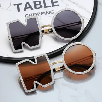 Nov Modni Diamant sončna Očala Ženske Luksuzne blagovne Znamke, Oblikovanje Kovin Dopisom ŠT sončna Očala Ženski UV400 ShadesEyewear Oculos de sol