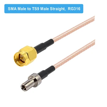 2PCS RP-SMA Moški, da Komolec TS9 Moški Vtič pravim Kotom RG316 Podaljšek Podaljšek Kabla za 3G Modem Usmerjevalnik Antena Kabel Skakalec