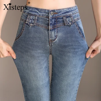 Xisteps 2020 Visoko Pasu Kavbojke Ženske Suh Ženskega Jeansa Hlače Ulične Velikosti Flare Pantalon Slim Hlače Visoko Stretch