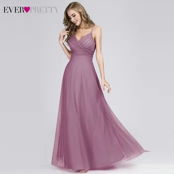 2020 Večerne Obleke Vedno Precej EP07369 Dolgo Blush Pink A-line Šifon Obleke Za Poroko Z Ruched Steznik Robe