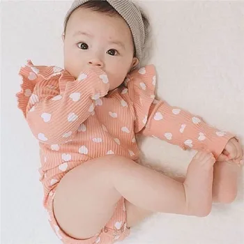 Ljubek Dolg Rokav Baby Bodysuit Novorojenega Dojenčka Baby Dekle Igralne Obleke Ruffles Bebe Bodysuits Jeseni Leotard Vrhovi Otroci Oblačila
